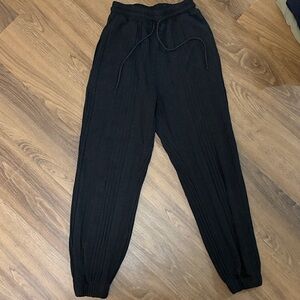 Black Ribbed Jogger Pants